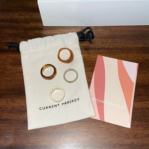 Minimalist Stackable Rings Set of 4 Resin Acetate Acrylic Vintage Ring Tortoise